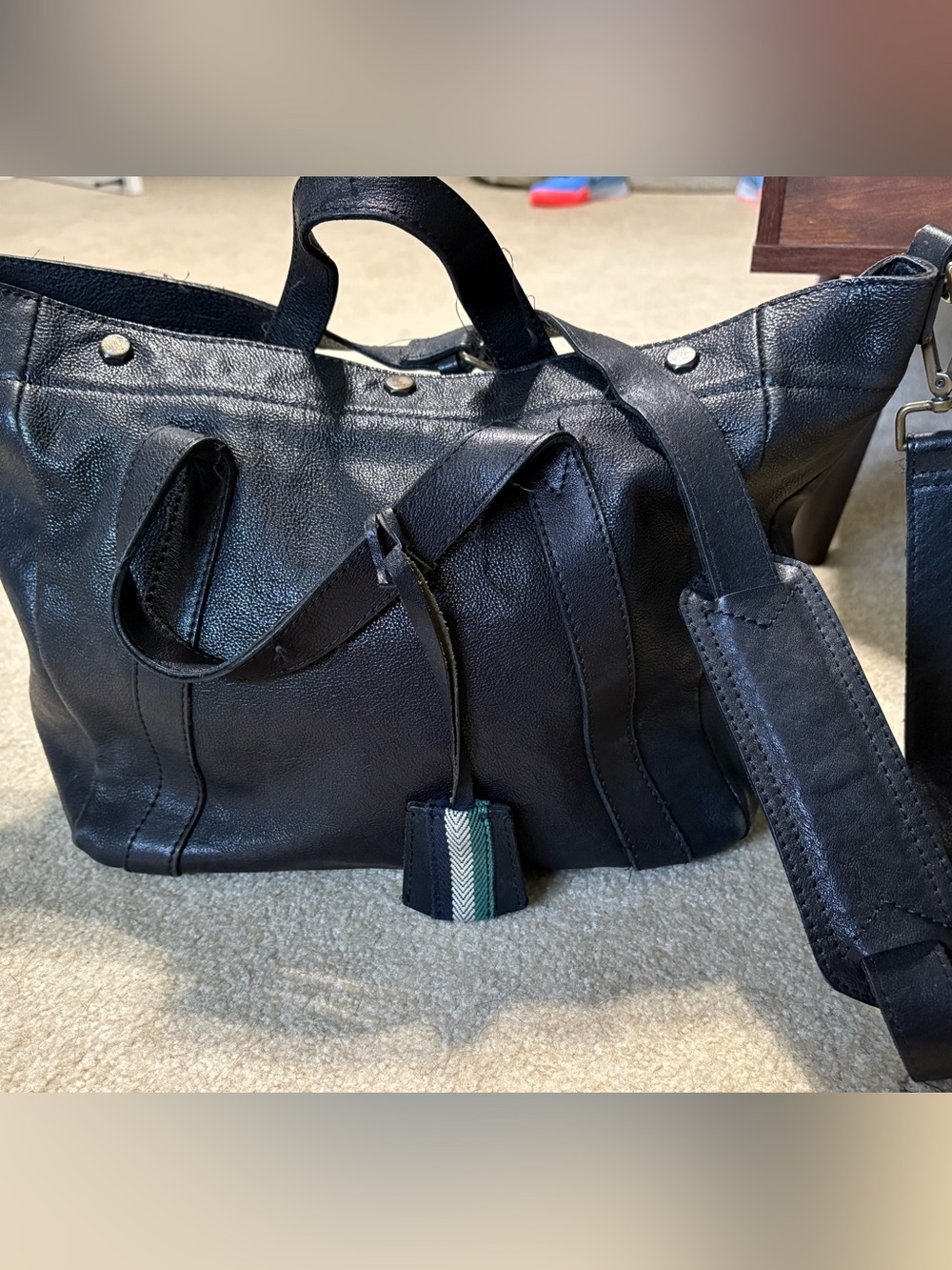 Madewell Genuine Leather Stockholm Satchel Crossbody Bag Suede Interior